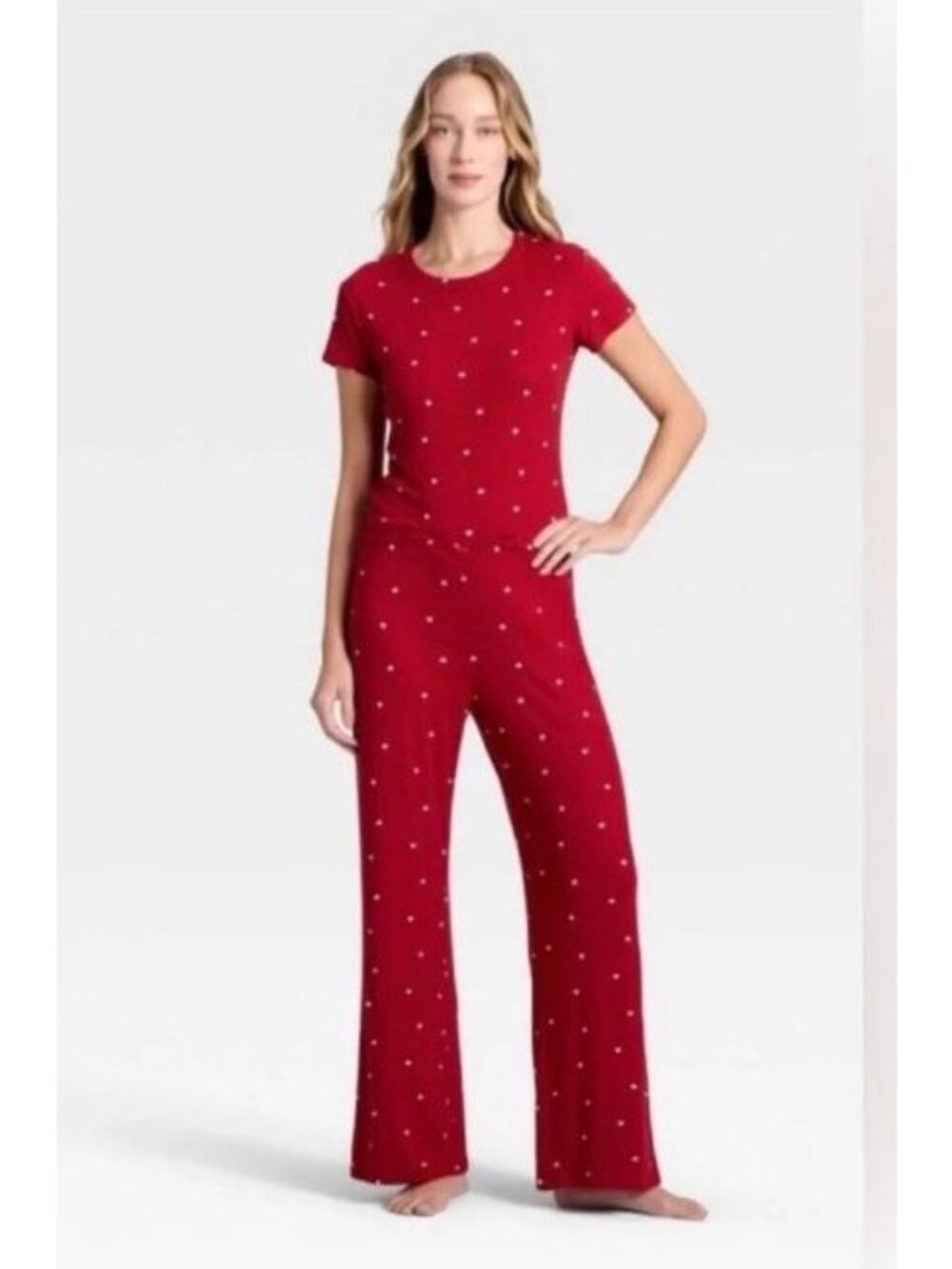 Auden Women's XXL Red with Hearts Pointelle Pajama Set Soft Loungewear Valentine - Picture 11 of 11
